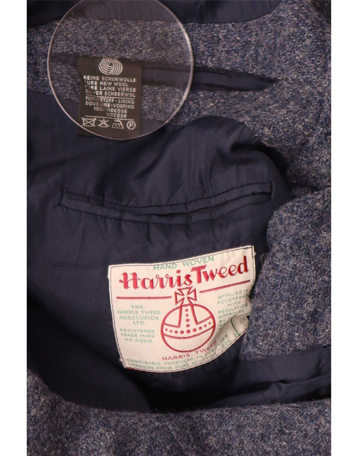 Giacca blazer a 3 bottoni da uomo Harris Tweed UK 40 grande lana vergine blu navy