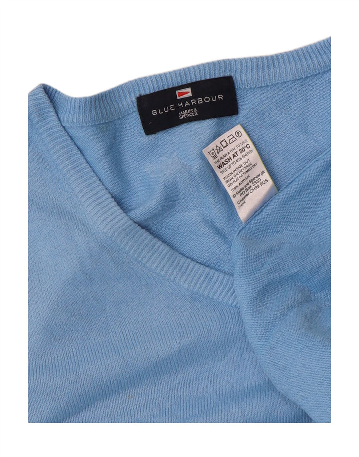 Marks & Spencer Maglione da uomo con scollo a V blu Harbour grande acrilico