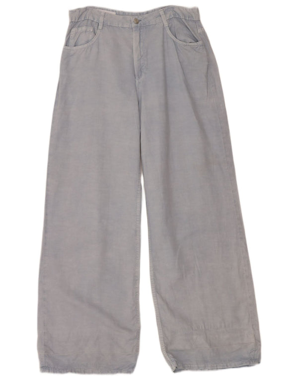 Pantaloni casual a gamba larga da donna Zara EU 40 medi W30 L32 lino blu