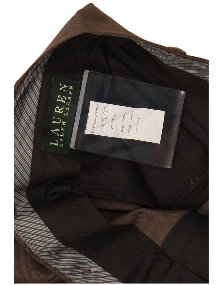 RALPH LAUREN Pantaloni da abito con pegging da uomo W42 L30 Poliestere marrone