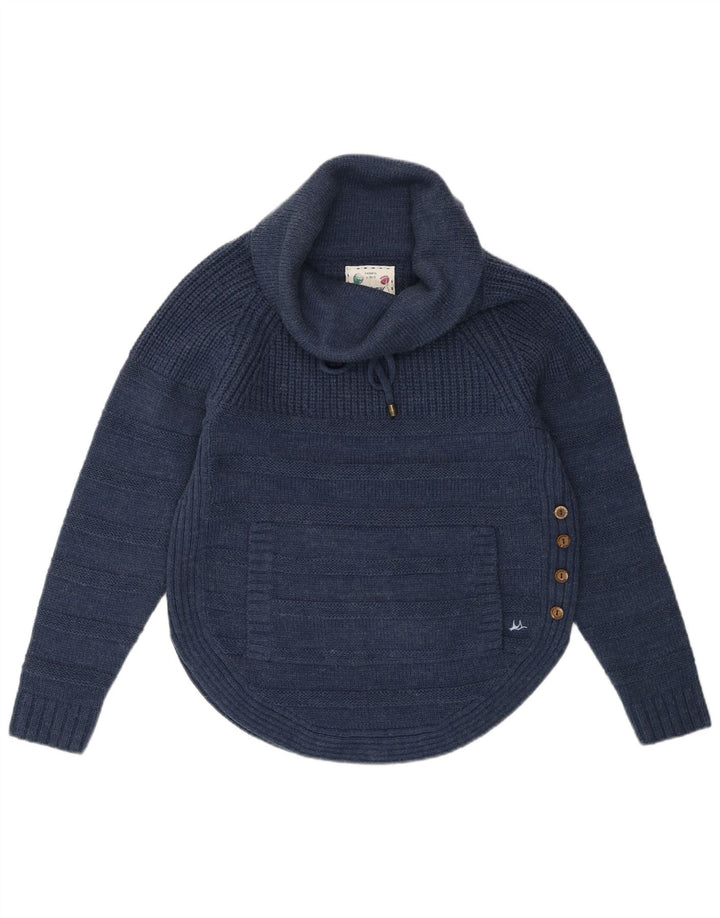 Maglione maglione oversize da donna Mantaray con collo alto UK 10 piccolo blu navy