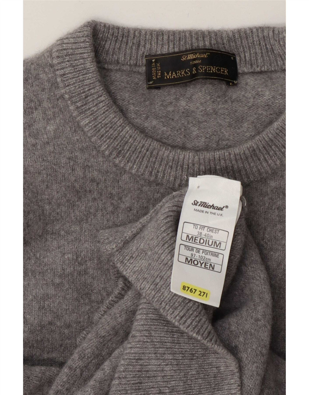 Maglione maglione girocollo da uomo Marks & Spencer in lana grigio medio