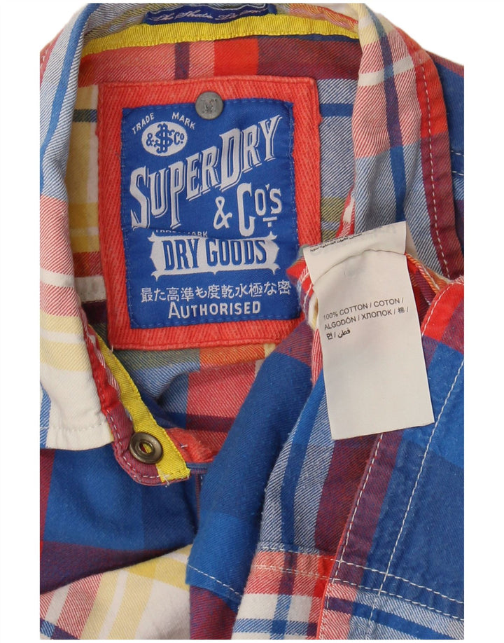 Camicia da donna in flanella pullover Superdry UK 12 Cotone a quadri blu medio