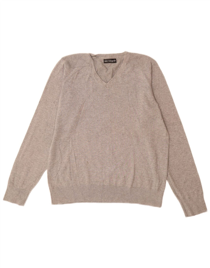 Maglione con scollo a V autografo da donna Marks & Spencer UK 14 Grigio medio