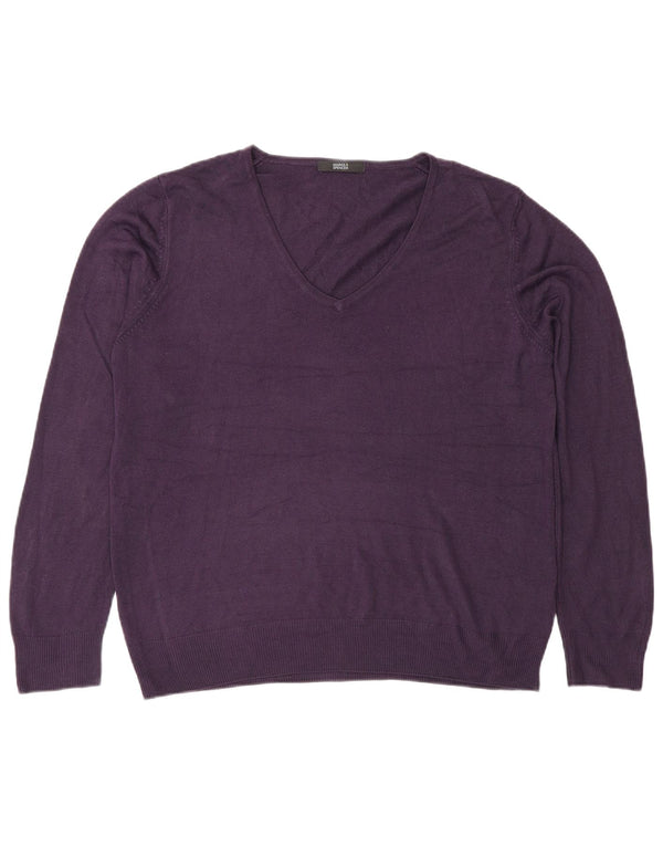Maglione con scollo a V da donna Marks & Spencer UK 14 Grande acrilico viola