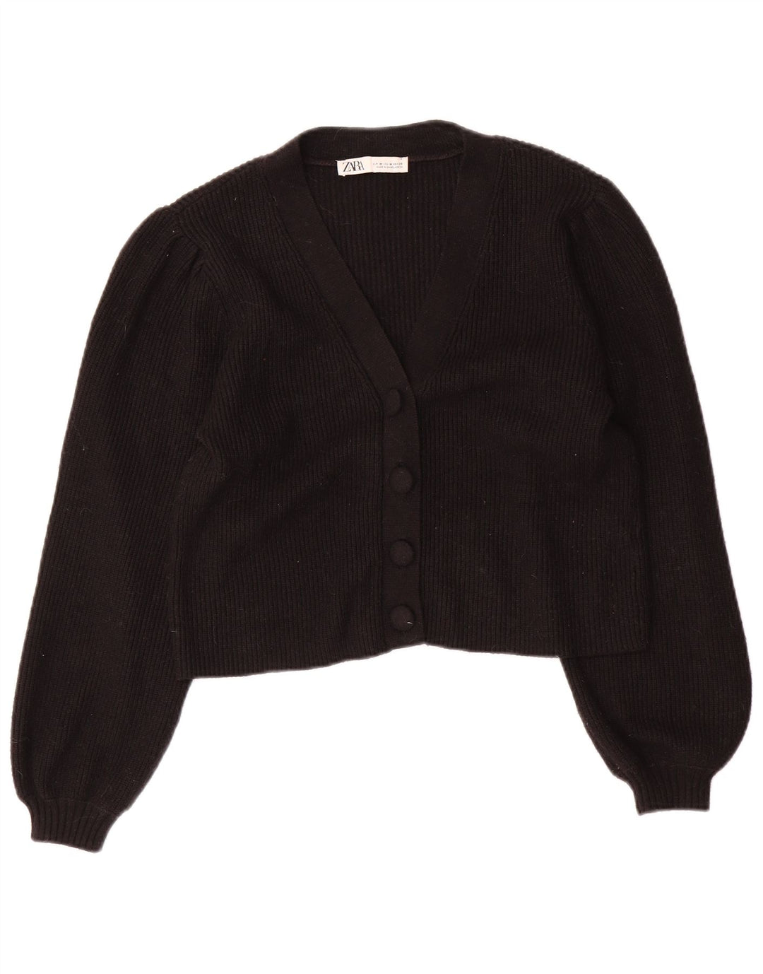 Maglione cardigan corto da donna Zara UK 12 viscosa nera media
