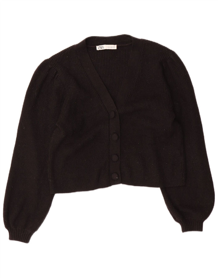 Maglione cardigan corto da donna Zara UK 12 viscosa nera media