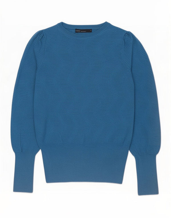 Maglione maglione con scollo a barca da donna Marks & Spencer UK 10 piccolo Chevron blu