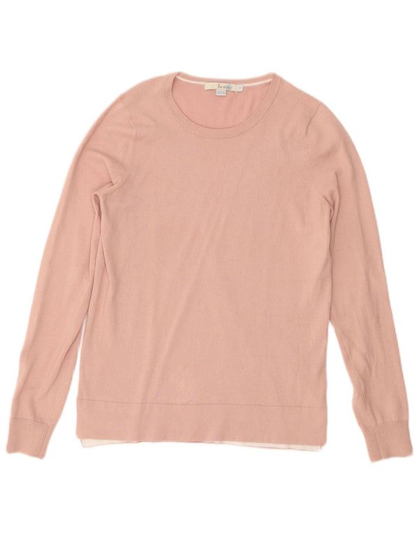 BODEN Womens Crew Neck Jumper Sweater UK 10 Small Pink Cotton