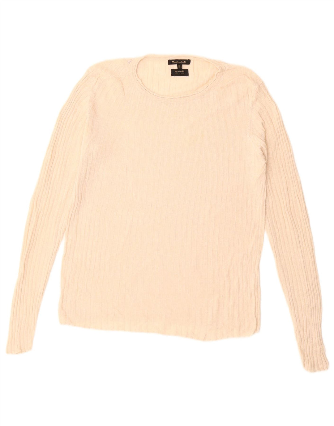MASSIMO DUTTI Maglione da donna con scollo a barca UK 12 Lino beige medio