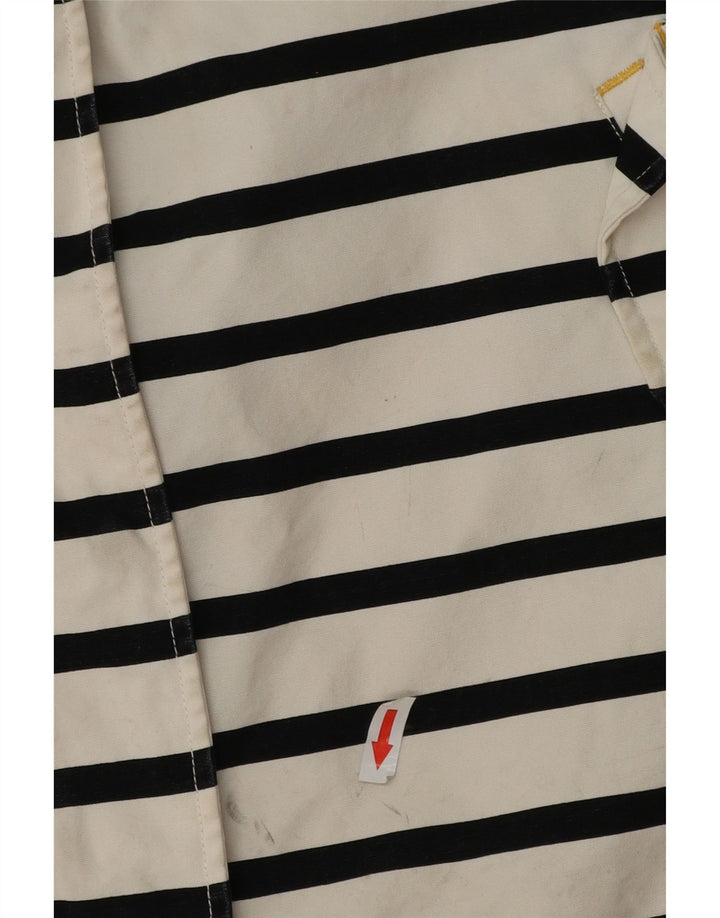 Giacca impermeabile oversize con cappuccio da donna Joules UK 18 XL a righe bianche