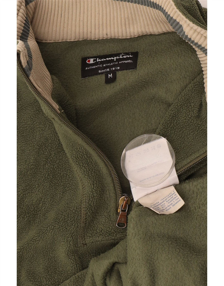 Maglione in pile da uomo con zip e collo Champion, poliestere medio kaki