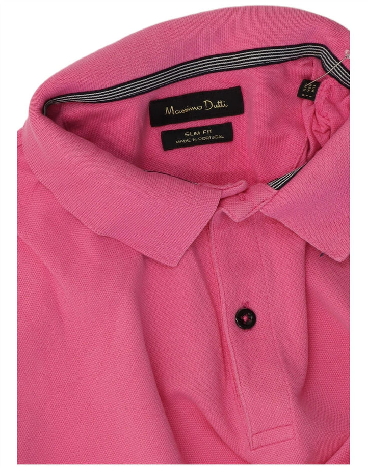 Polo da uomo slim fit Massimo Dutti grande rosa