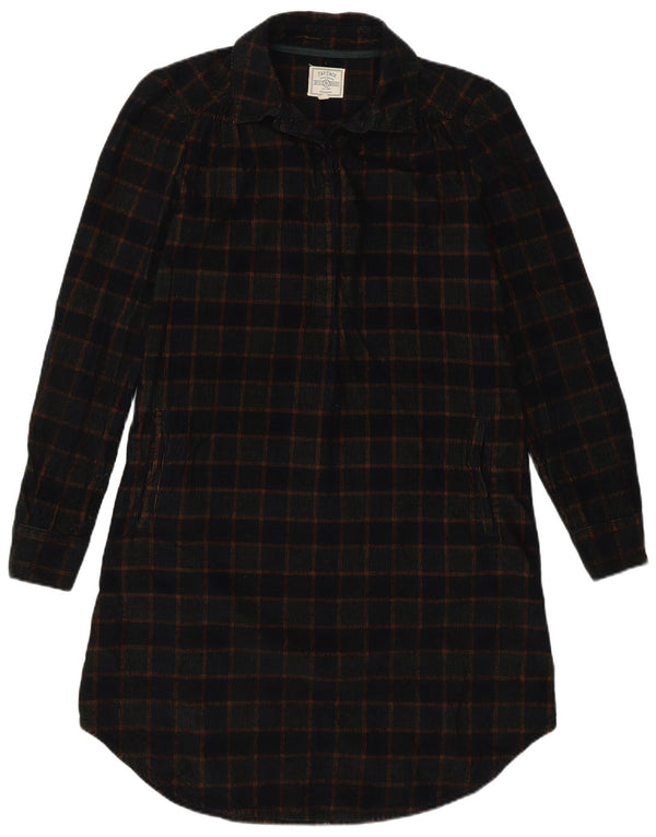 Abito polo a maniche lunghe in velluto a coste da donna Fat Face UK 8 piccolo quadretto blu navy