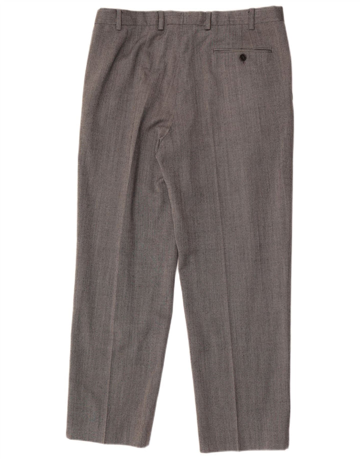 Pantaloni da abito dritti Performance da uomo Marks & Spencer W34 L29 Lana grigia