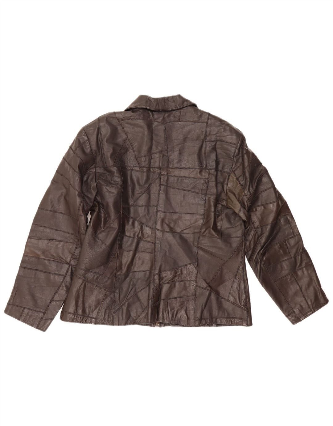 Giacca in pelle da donna vintage UK 14 in pelle marrone medio