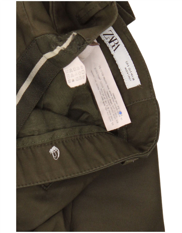 Pantaloni chino slim da uomo Zara piccoli W30 L28 cotone kaki