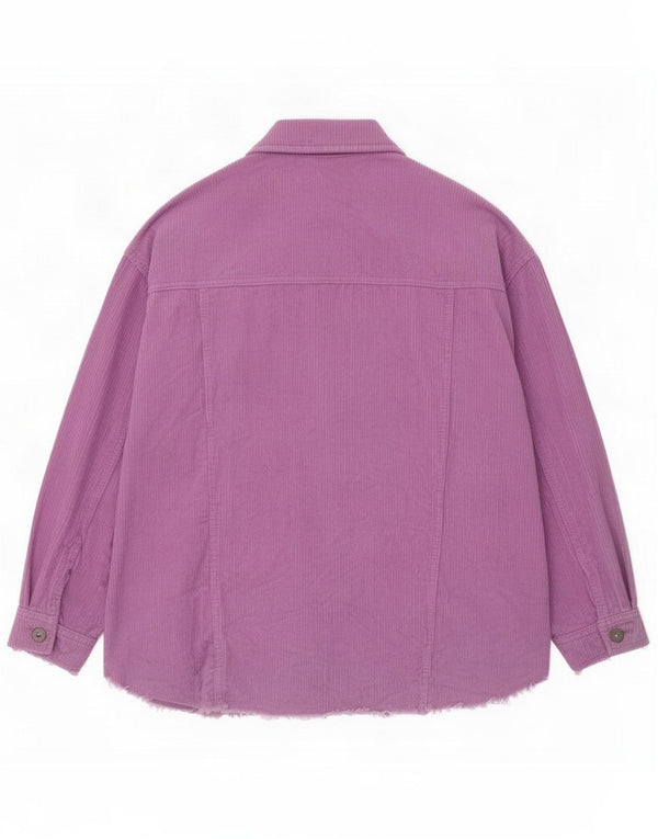 Zara Womens Oversized Velour Corduroy Jacket UK 10 Small Purple Cotton