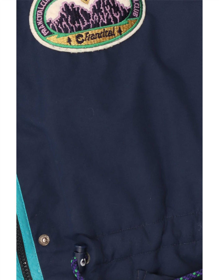 Giacca a vento vintage da uomo UK 42 XL Poliestere color block blu navy