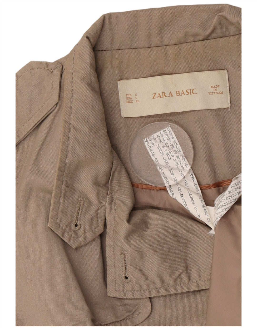 Trench da donna Zara UK 10 piccolo in cotone beige