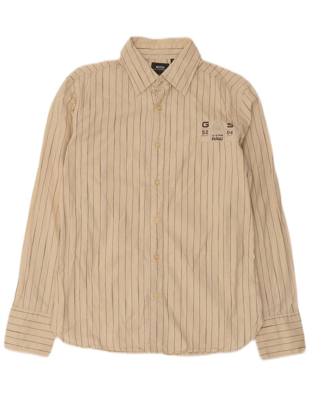 Camicia grafica da uomo G-Star piccola in cotone gessato beige