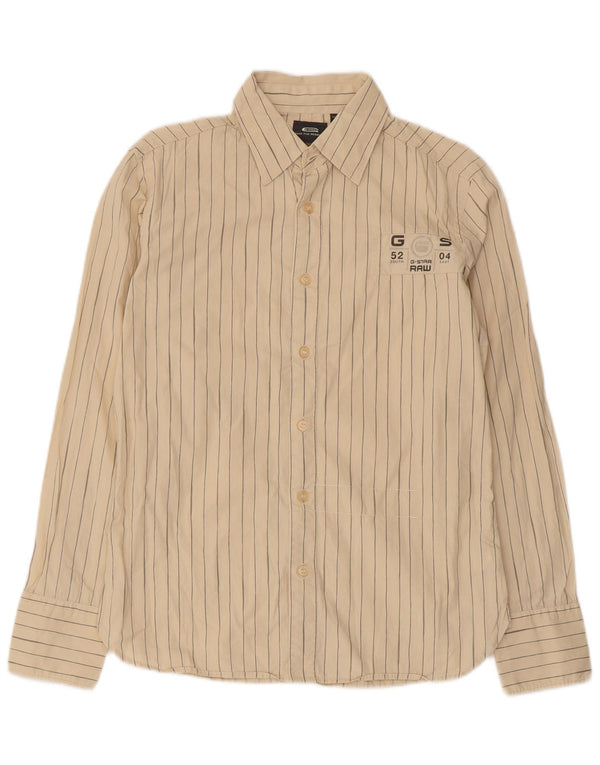 Camicia grafica da uomo G-Star piccola in cotone gessato beige