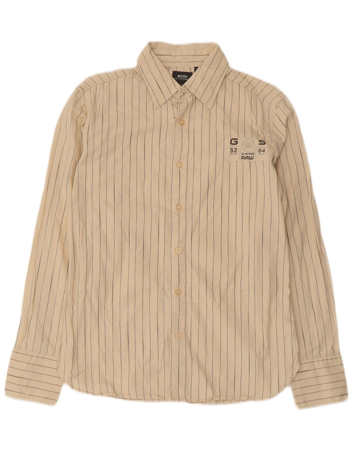 Camicia grafica da uomo G-Star piccola in cotone gessato beige