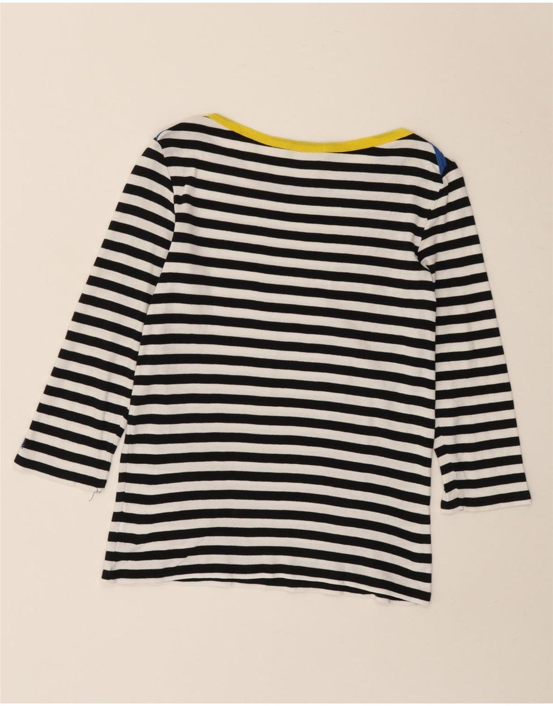 Top da donna Benetton manica 3/4 UK 8 Small blu navy a righe