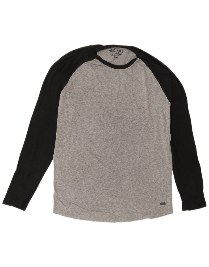 Jack & Jones Top da uomo a maniche lunghe in cotone grigio medio