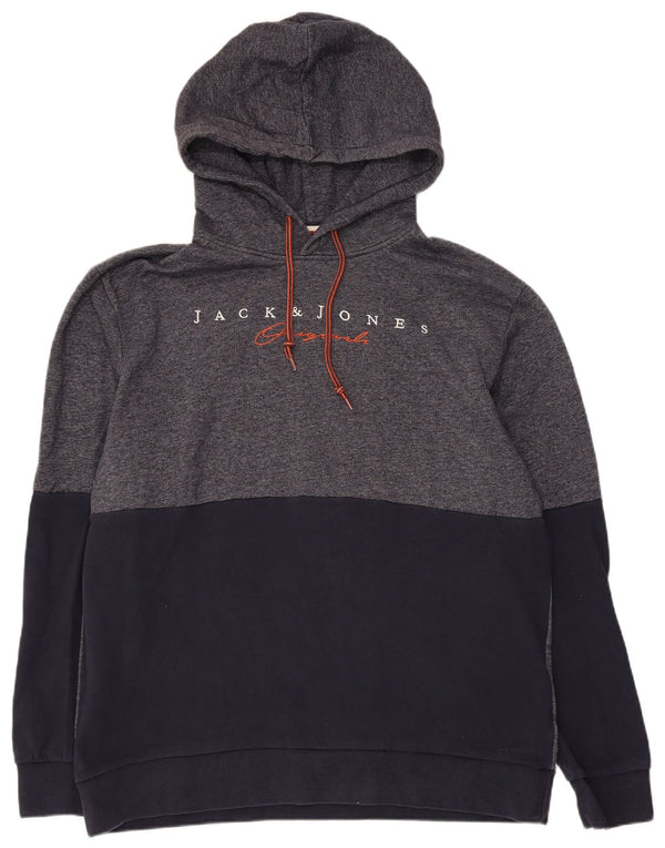 Jack & Jones Felpa con cappuccio grafica da uomo 2XL Cotone color block grigio