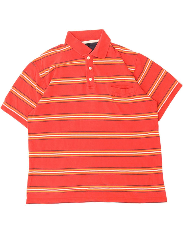 DANIEL HECHTER Mens Texas Polo Shirt Large Red Striped