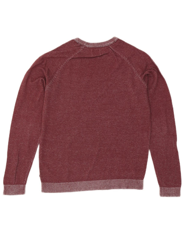 Maglione maglione girocollo da uomo Jack & Jones in cotone screziato bordeaux medio