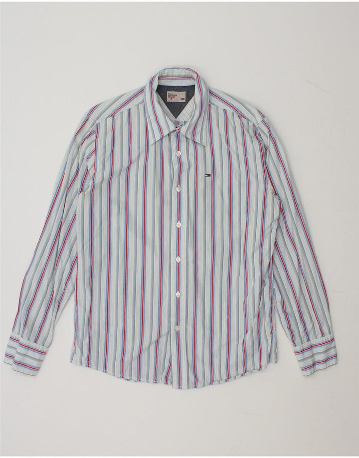 TOMMY HILFIGER Mens Shirt Medium Blue Striped Cotton Vintage Tommy Hilfiger and Second-Hand Tommy Hilfiger from Messina Hembry 