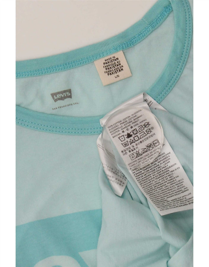 T-shirt grafica da donna Levi's Top UK 16 grande cotone blu