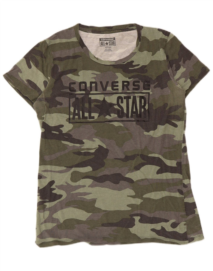 Converse T-shirt grafica da donna Top UK 18 XL Cachi mimetico