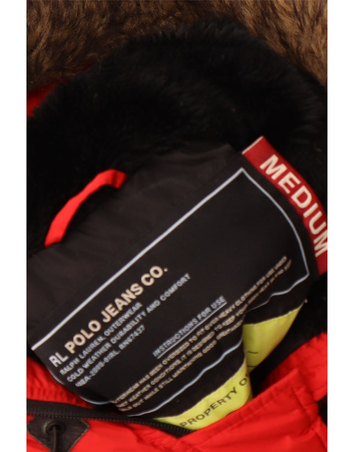 Giacca parka con cappuccio da donna RALPH LAUREN UK 14 Medium Red Winter