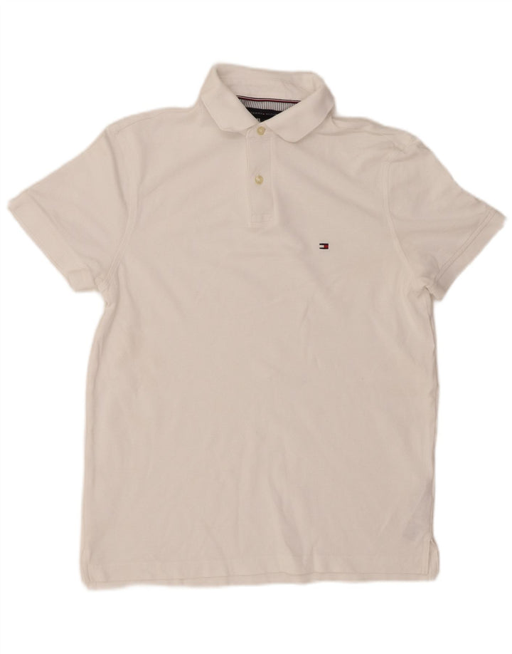 TOMMY HILFIGER Polo da uomo vestibilità regolare piccola in cotone bianco