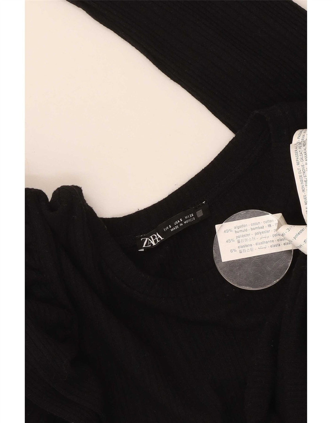 Top Zara da donna a maniche lunghe UK 10 piccolo in cotone nero