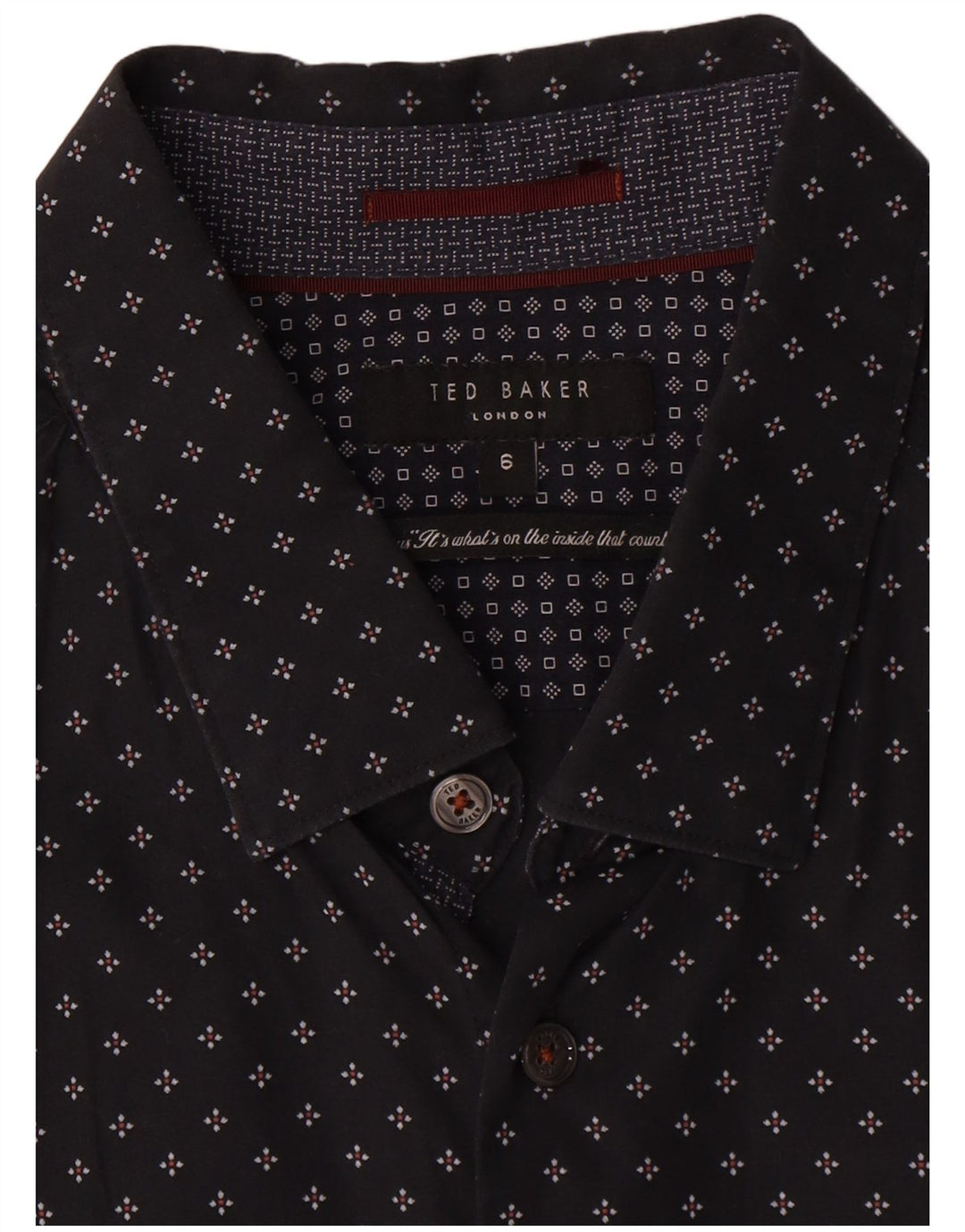 Camicia da uomo Ted Baker taglia 6 2XL cotone geometrico nero
