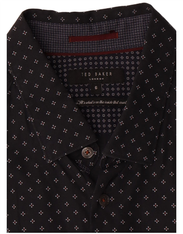 Camicia da uomo Ted Baker taglia 6 2XL cotone geometrico nero