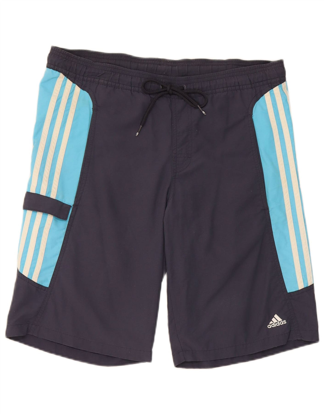 Pantaloncini da bagno Adidas Cargo da uomo piccoli in poliestere color block blu navy