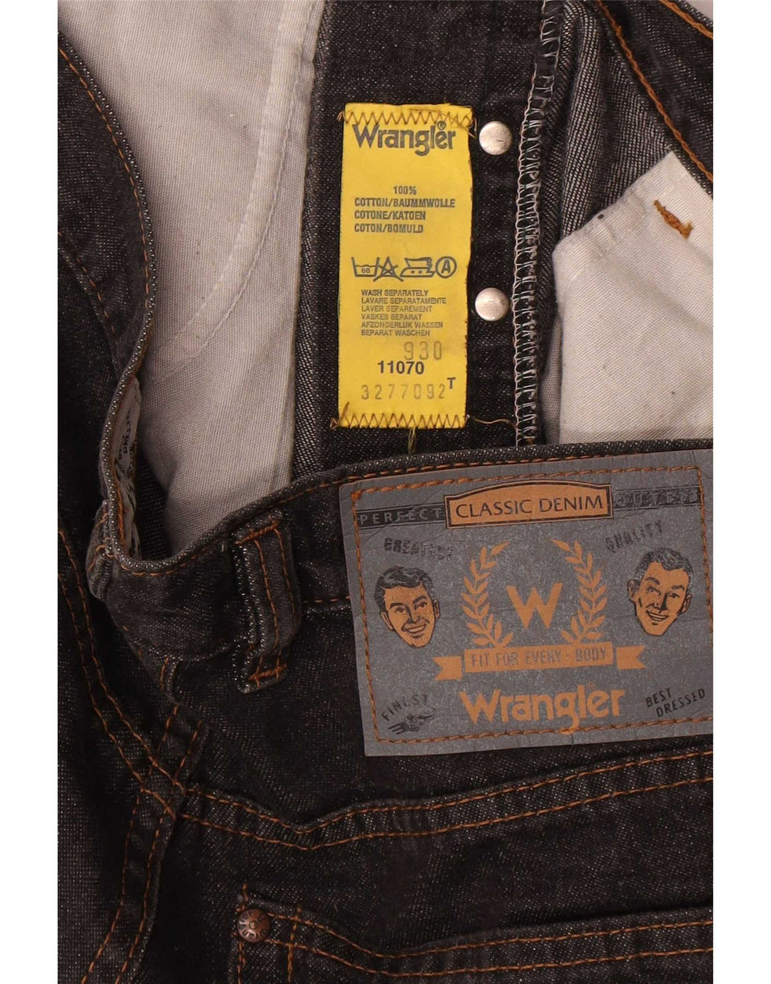 Jeans dritti da uomo Wrangler W32 L29 cotone nero
