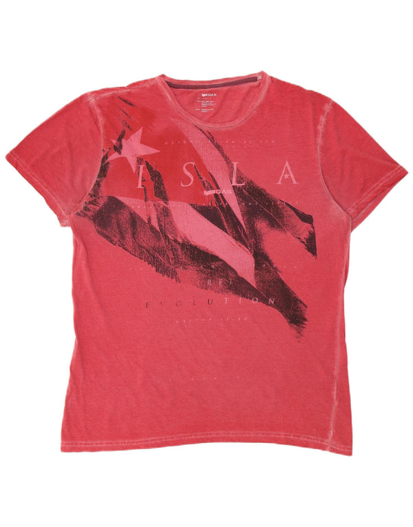 T-shirt grafica da uomo Gas Top grande rossa