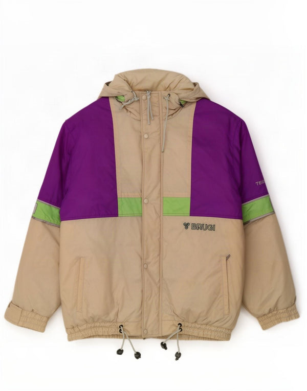 Giacca da sci con cappuccio da uomo Brugi UK 44 2XL color block bianco sporco