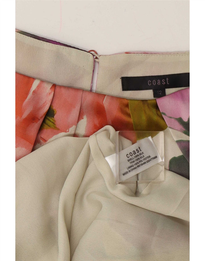 Abito tubino senza maniche da donna Coast UK 12 Seta floreale multicolore media