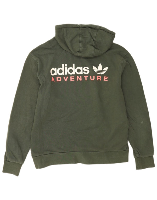 Maglione con cappuccio grafico da uomo Adidas in cotone verde medio