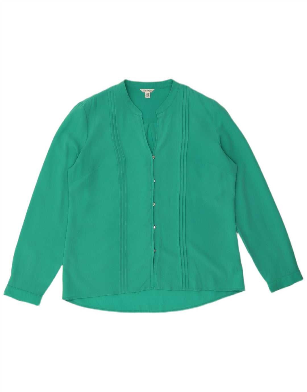 Camicetta camicia da donna Calvin Klein UK 16 Large Verde Poliestere