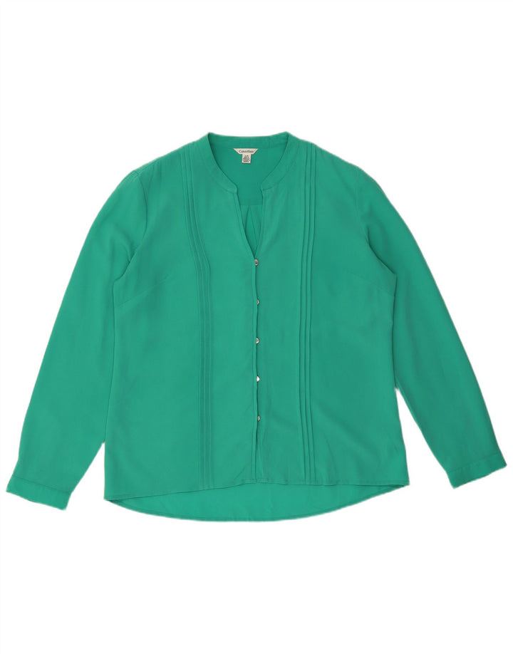 Camicetta camicia da donna Calvin Klein UK 16 Large Verde Poliestere