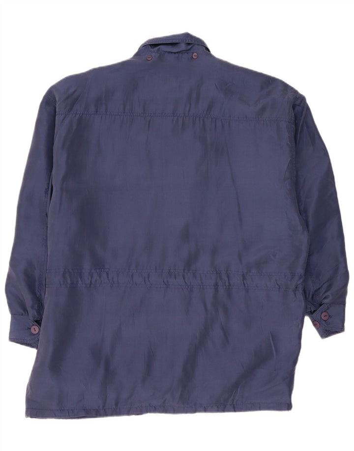 Giacca utilitaria vintage da uomo vestibilità ampia UK 36 piccola seta blu