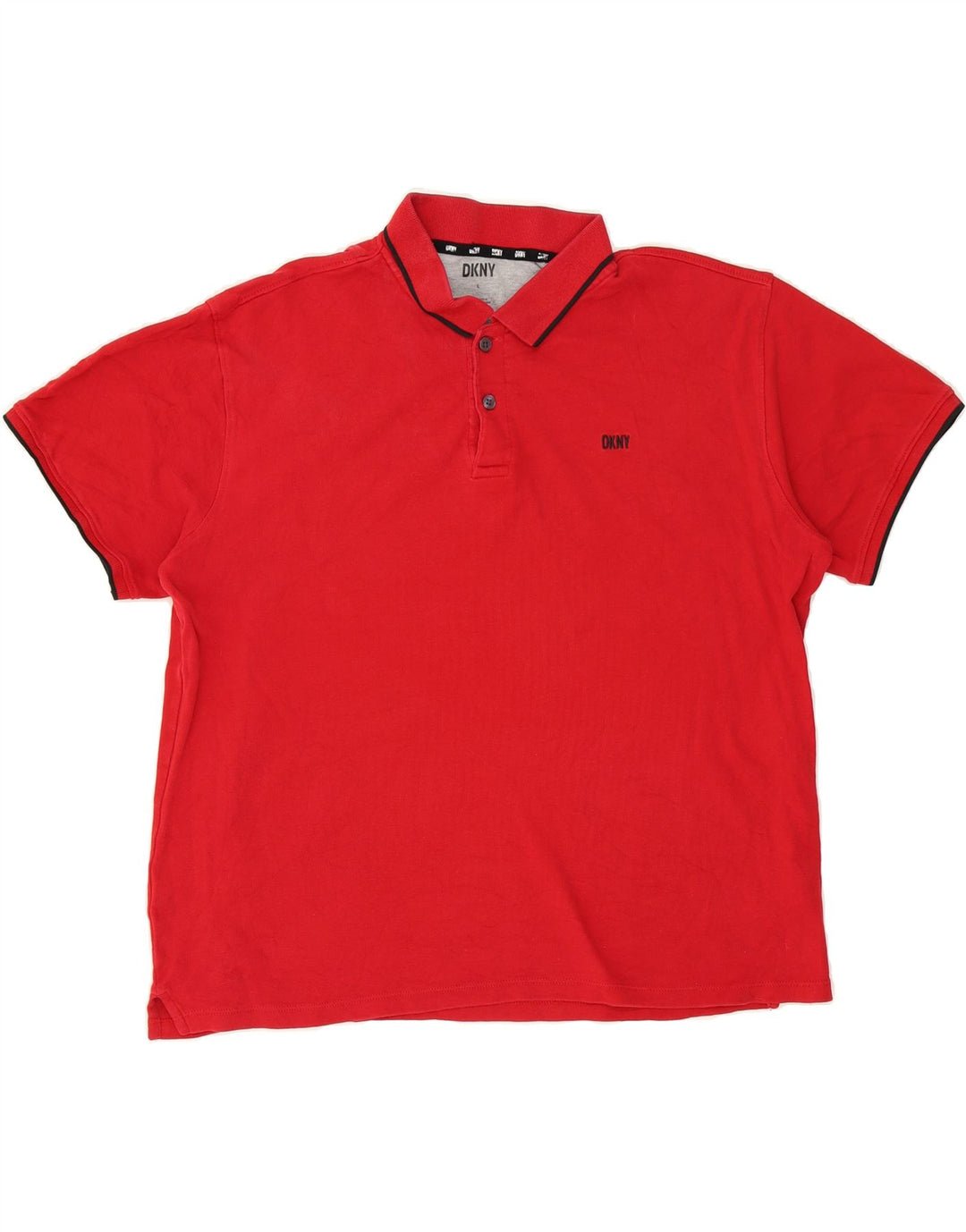 DKNY Mens Polo Shirt Large Red Cotton Vintage Dkny and Second-Hand Dkny from Messina Hembry 